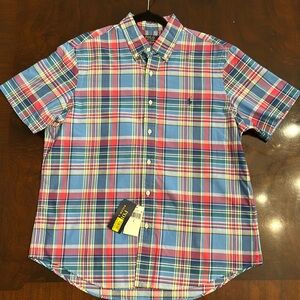 Polo Ralph Lauren Men's Classic Fit Plaid Oxford Button Down shirt. large NWT